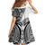 Hibiscus With White Austronesian Tattoo Pattern Family Matching Off Shoulder Short Dress and Hawaiian Shirt - Polynesian Pride