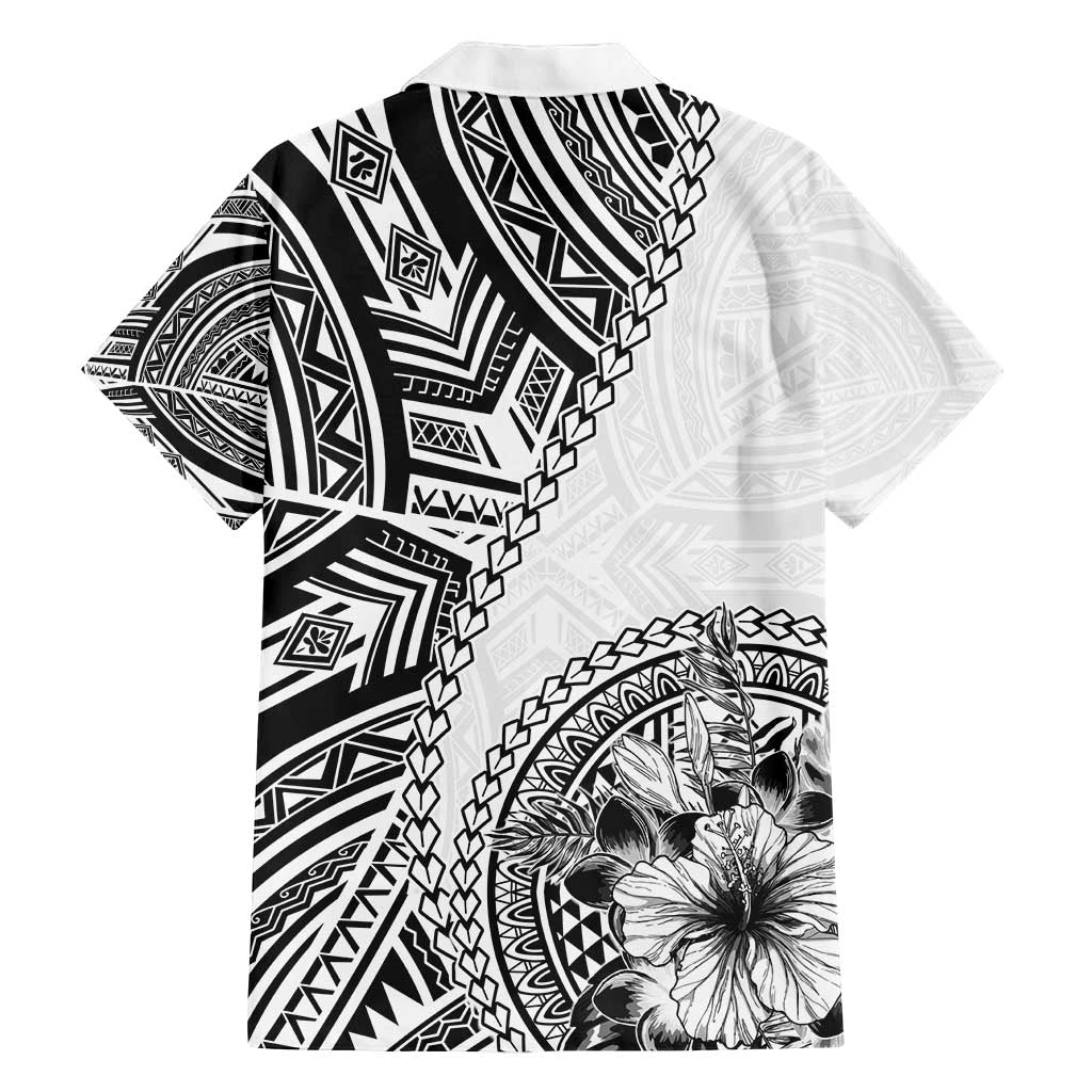 Hibiscus With White Austronesian Tattoo Pattern Family Matching Puletasi and Hawaiian Shirt - Polynesian Pride