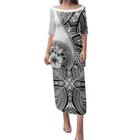 Hibiscus With White Austronesian Tattoo Pattern Family Matching Puletasi and Hawaiian Shirt - Polynesian Pride