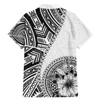 Hibiscus With White Austronesian Tattoo Pattern Family Matching Short Sleeve Bodycon Dress and Hawaiian Shirt - Polynesian Pride