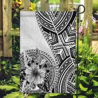 Hibiscus With White Austronesian Tattoo Pattern Garden Flag - Polynesian Pride