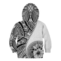 Hibiscus With White Austronesian Tattoo Pattern Kid Hoodie LT05 - Polynesian Pride