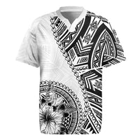Hibiscus With White Austronesian Tattoo Pattern Rugby Jersey - Polynesian Pride