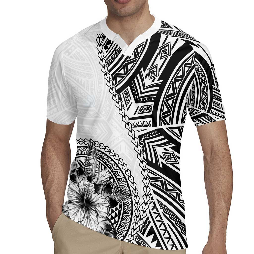 Hibiscus With White Austronesian Tattoo Pattern Rugby Jersey - Polynesian Pride