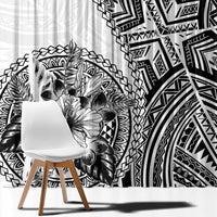 Hibiscus With White Austronesian Tattoo Pattern Window Curtain - Polynesian Pride