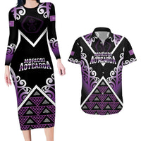 Personalised Aotearoa Moriori Couples Matching Long Sleeve Bodycon Dress and Hawaiian Shirt Maori Pattern New Zealand - Polynesian Pride