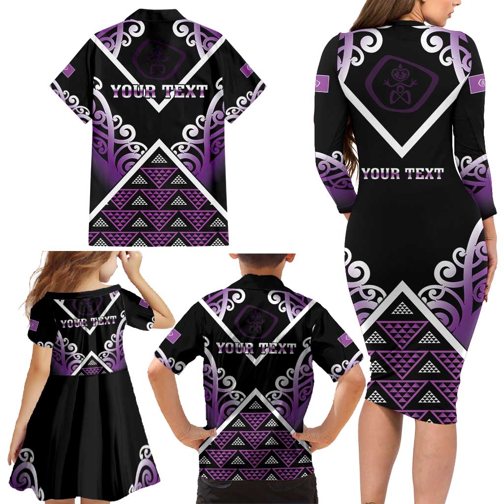 Personalised Aotearoa Moriori Family Matching Long Sleeve Bodycon Dress and Hawaiian Shirt Maori Pattern New Zealand - Polynesian Pride