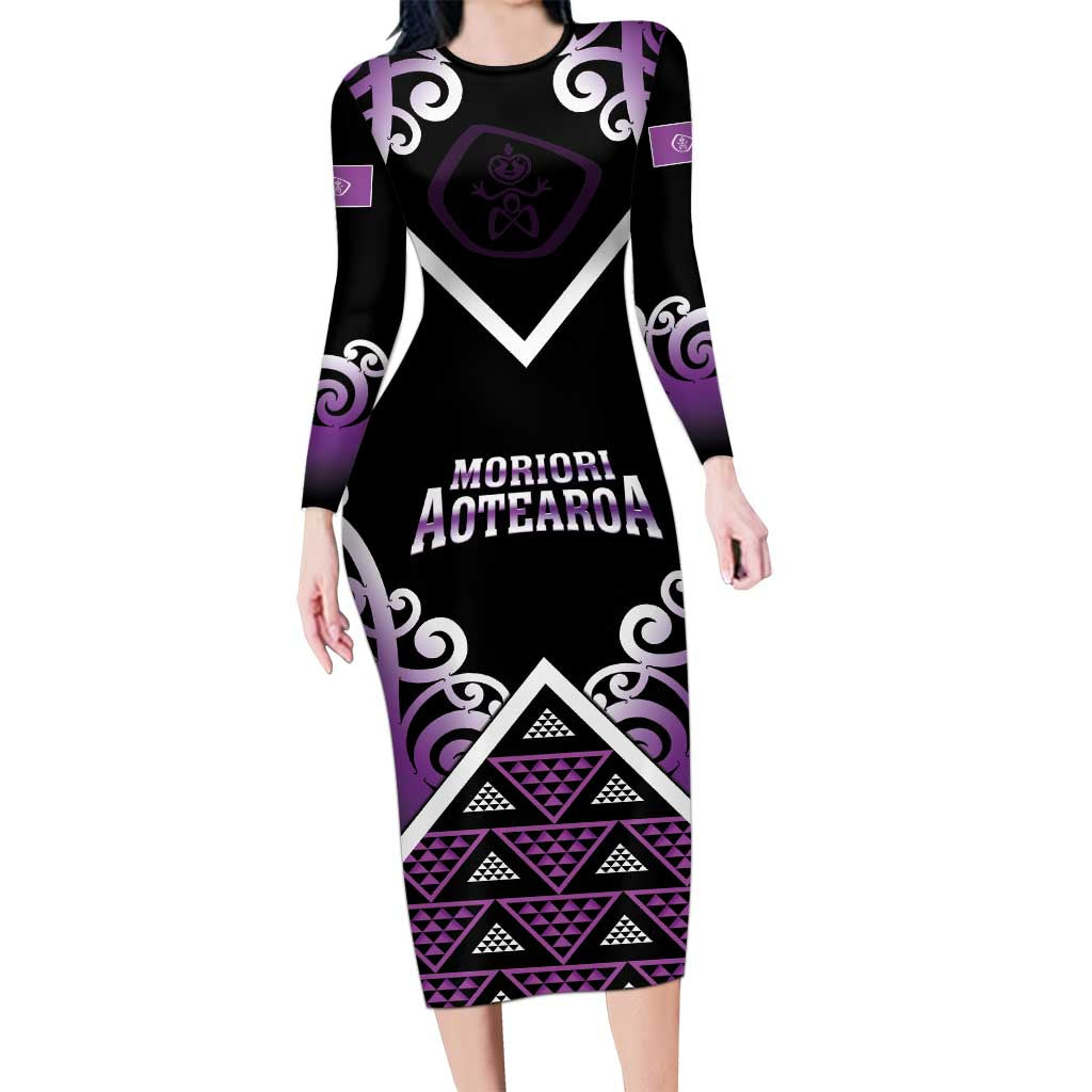 Personalised Aotearoa Moriori Family Matching Long Sleeve Bodycon Dress and Hawaiian Shirt Maori Pattern New Zealand - Polynesian Pride