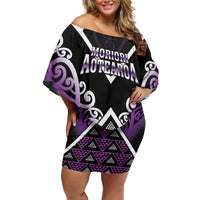 Personalised Aotearoa Moriori Family Matching Off Shoulder Short Dress and Hawaiian Shirt Maori Pattern New Zealand - Polynesian Pride