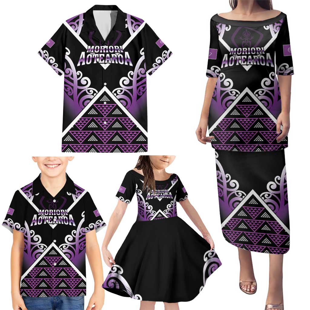 Personalised Aotearoa Moriori Family Matching Puletasi and Hawaiian Shirt Maori Pattern New Zealand - Polynesian Pride