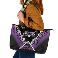 Aotearoa Moriori Leather Tote Bag Maori Pattern New Zealand - Polynesian Pride
