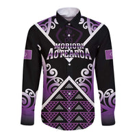 Personalised Aotearoa Moriori Long Sleeve Button Shirt Maori Pattern New Zealand - Polynesian Pride