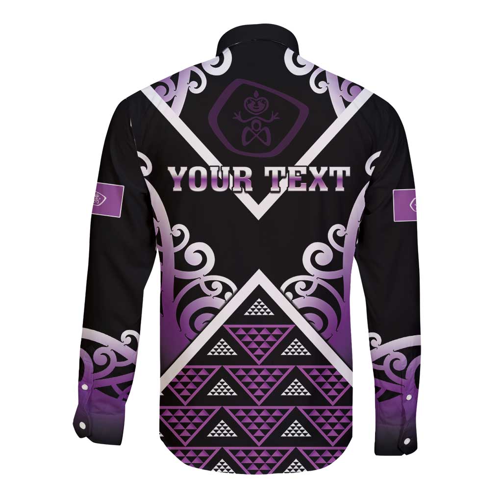 Personalised Aotearoa Moriori Long Sleeve Button Shirt Maori Pattern New Zealand - Polynesian Pride