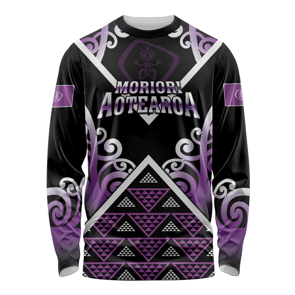 Personalised Aotearoa Moriori Long Sleeve Shirt Maori Pattern New Zealand - Polynesian Pride