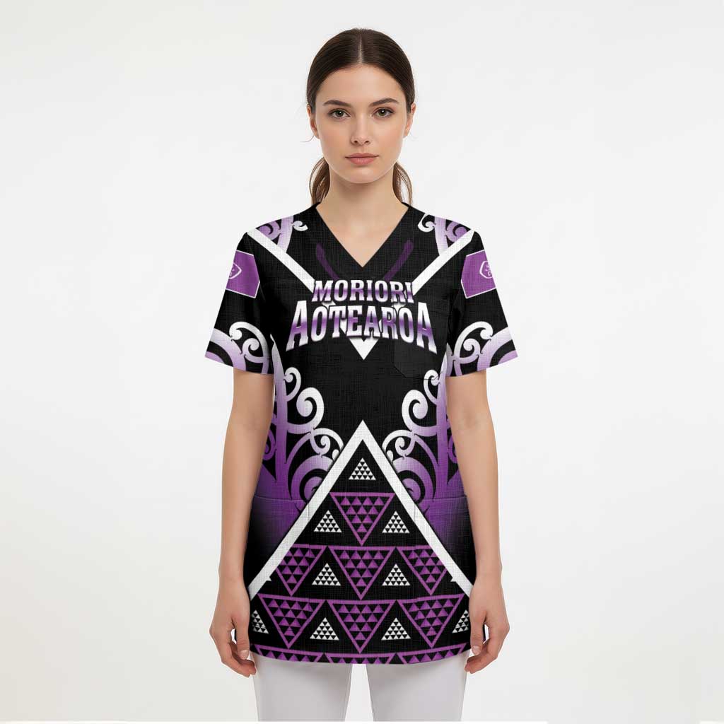 Personalised Aotearoa Moriori Scrub Top Maori Pattern New Zealand - Polynesian Pride