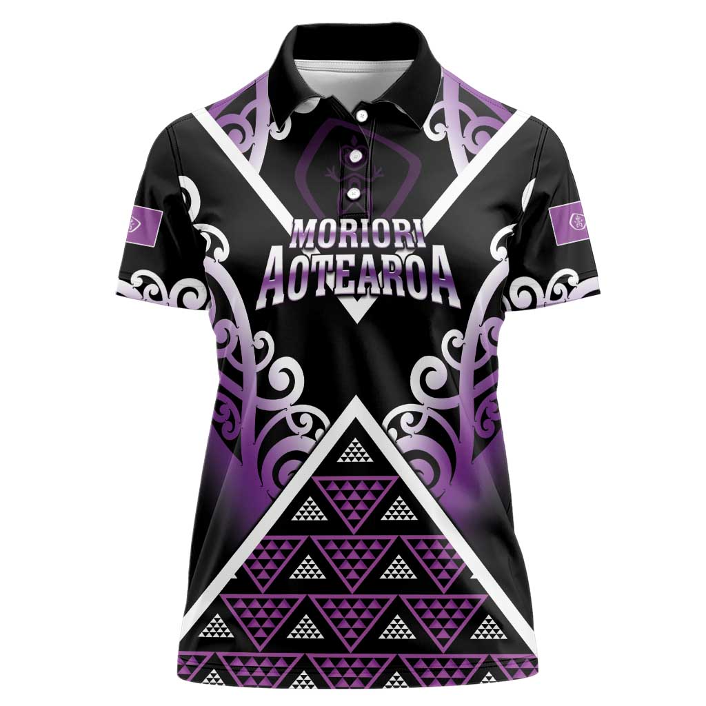 Personalised Aotearoa Moriori Women Polo Shirt Maori Pattern New Zealand - Polynesian Pride