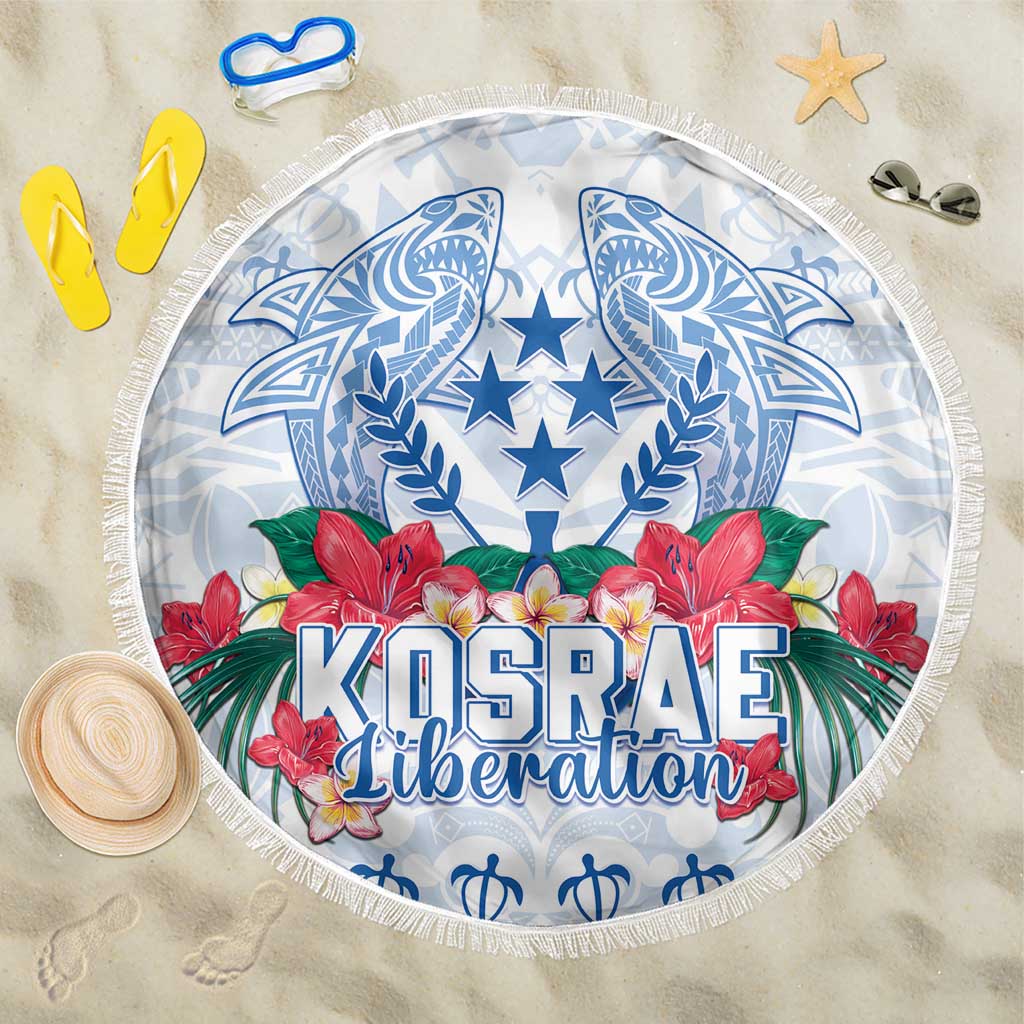 Happy Kosrae Liberation Day Beach Blanket Polynesian Shark Turtle Motif LT05 One Size 150cm White - Polynesian Pride