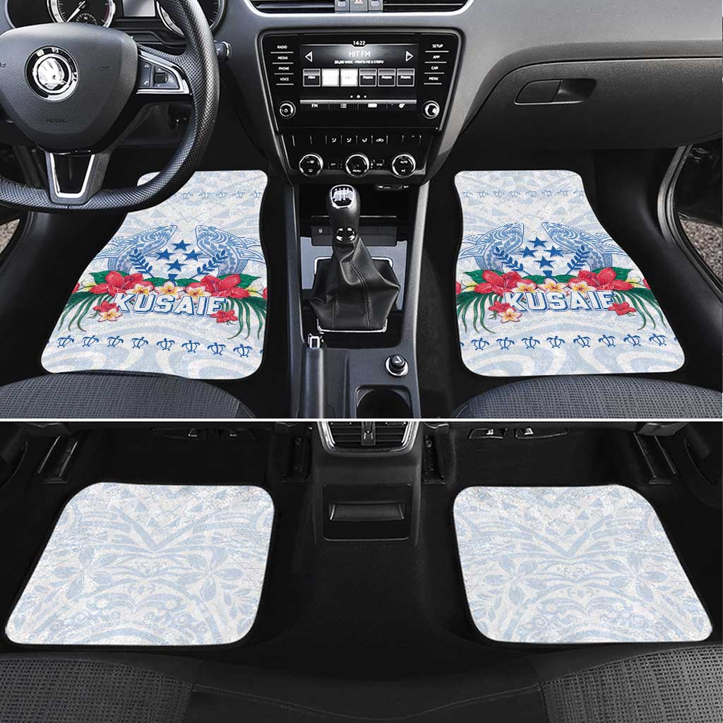 Happy Kosrae Liberation Day Car Mats Polynesian Shark Turtle Motif LT05 Set 4pcs White - Polynesian Pride