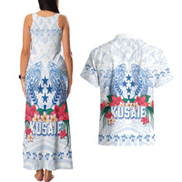 Happy Kosrae Liberation Day Couples Matching Tank Maxi Dress and Hawaiian Shirt Polynesian Shark Turtle Motif