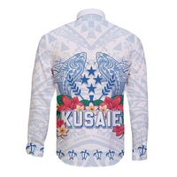 Happy Kosrae Liberation Day Long Sleeve Button Shirt Polynesian Shark Turtle Motif