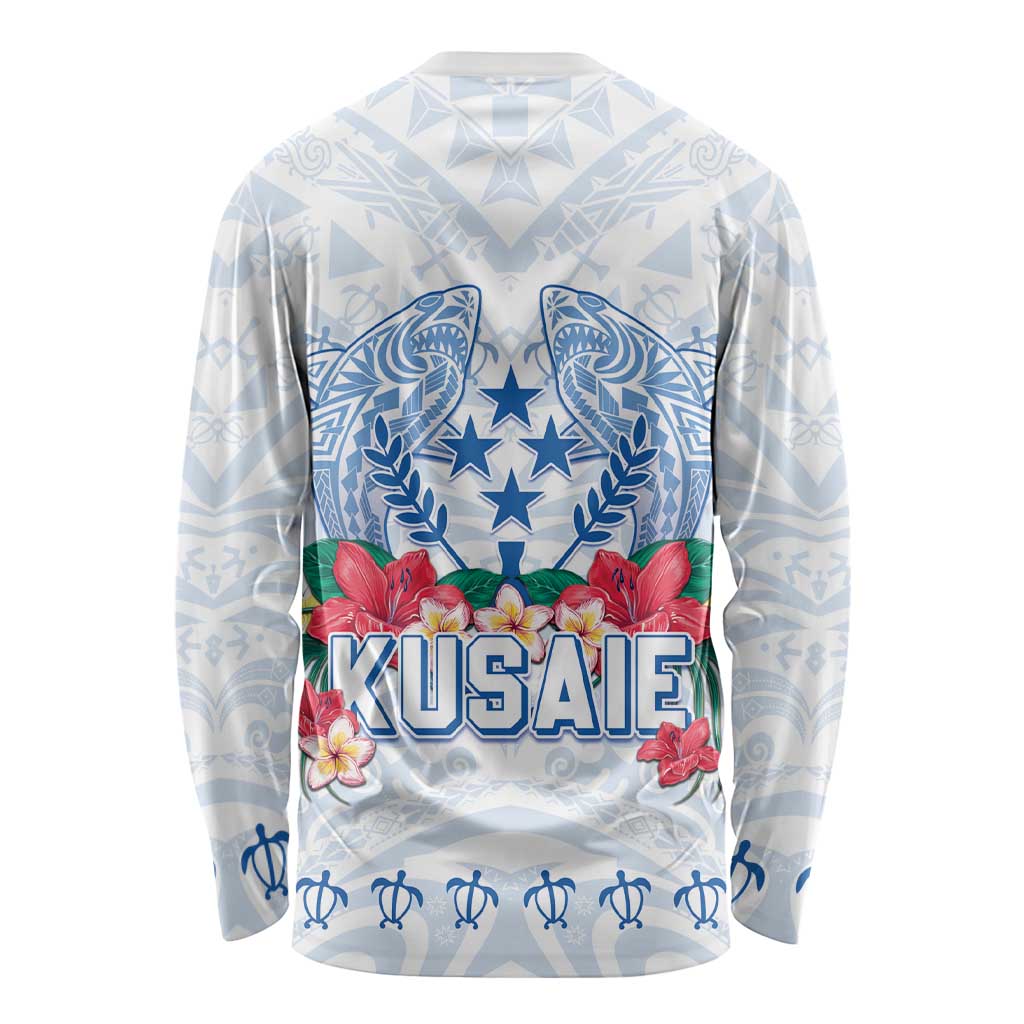 Happy Kosrae Liberation Day Long Sleeve Shirt Polynesian Shark Turtle Motif