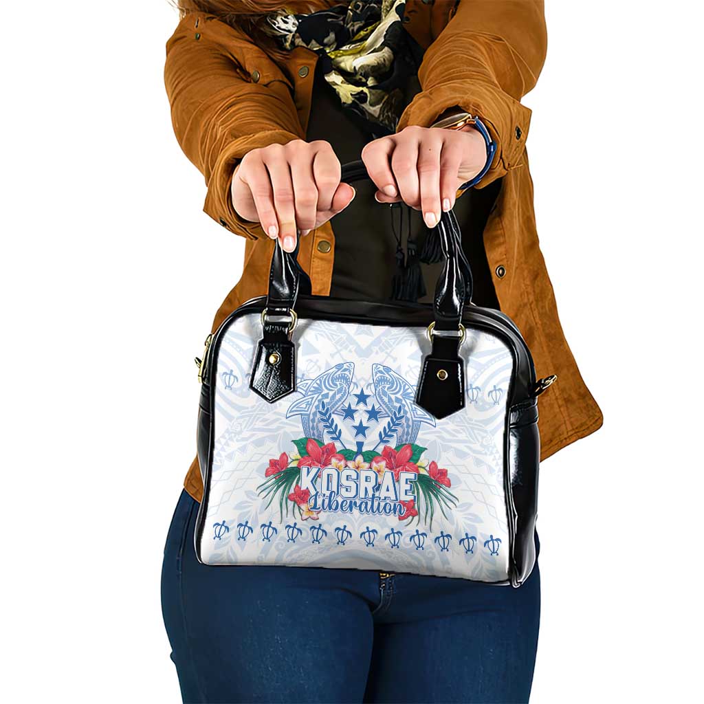 Happy Kosrae Liberation Day Shoulder Handbag Polynesian Shark Turtle Motif LT05 One Size White - Polynesian Pride