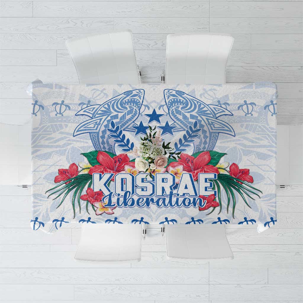 Happy Kosrae Liberation Day Tablecloth Polynesian Shark Turtle Motif LT05 White - Polynesian Pride