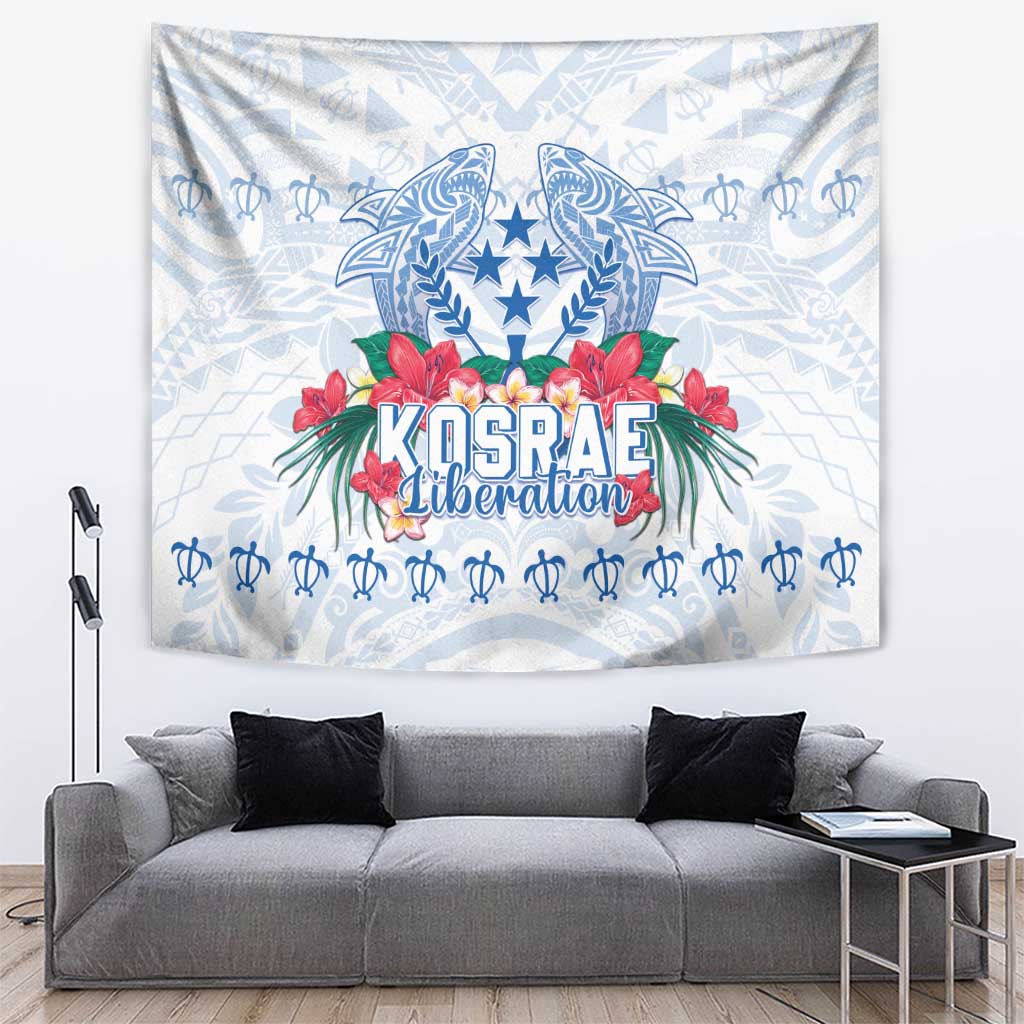 Happy Kosrae Liberation Day Tapestry Polynesian Shark Turtle Motif LT05 White - Polynesian Pride