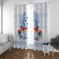 Happy Kosrae Liberation Day Window Curtain Polynesian Shark Turtle Motif