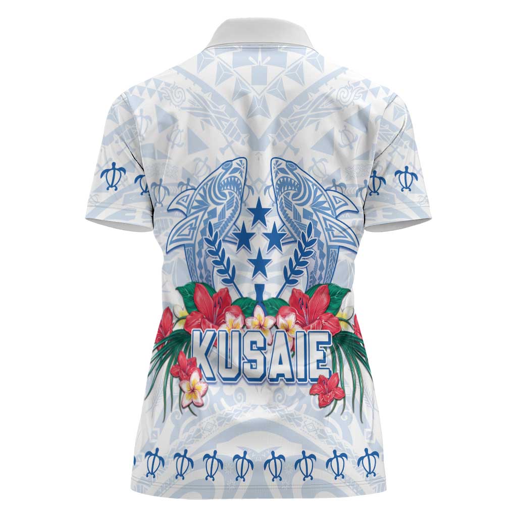 Happy Kosrae Liberation Day Women Polo Shirt Polynesian Shark Turtle Motif