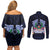 Happy Pohnpei Liberation Day Couples Matching Off Shoulder Short Dress and Long Sleeve Button Shirt Polynesian Shark Turtle Motif