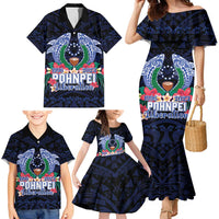 Happy Pohnpei Liberation Day Family Matching Mermaid Dress and Hawaiian Shirt Polynesian Shark Turtle Motif