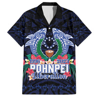 Happy Pohnpei Liberation Day Family Matching Off The Shoulder Long Sleeve Dress and Hawaiian Shirt Polynesian Shark Turtle Motif
