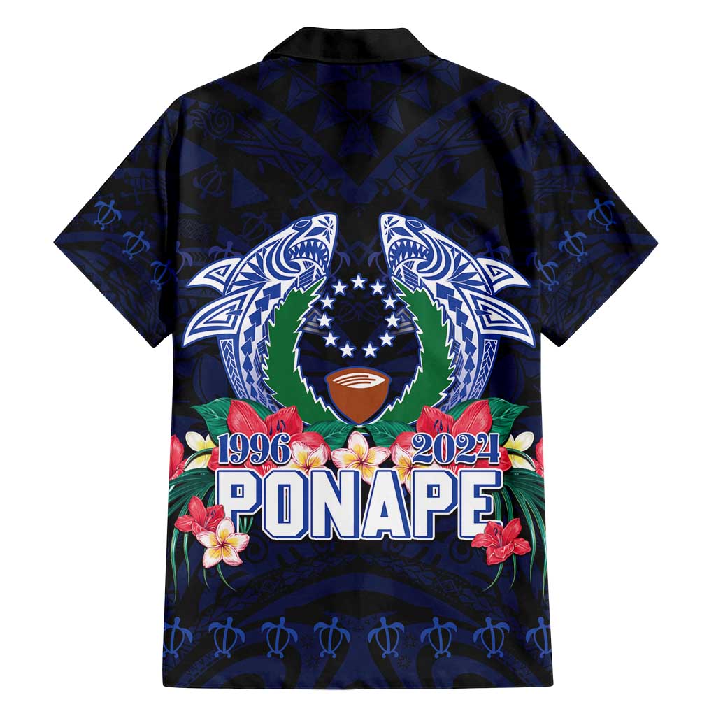 Happy Pohnpei Liberation Day Family Matching Summer Maxi Dress and Hawaiian Shirt Polynesian Shark Turtle Motif