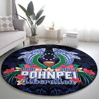 Happy Pohnpei Liberation Day Round Carpet Polynesian Shark Turtle Motif