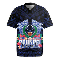 Happy Pohnpei Liberation Day Rugby Jersey Polynesian Shark Turtle Motif