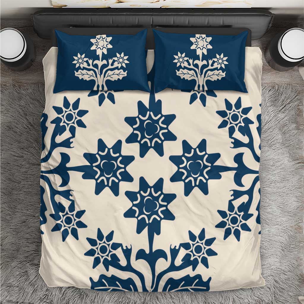 Cook Islands Navy Blue Tivaevae Bedding Set - Polynesian Pride