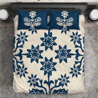 Cook Islands Navy Blue Tivaevae Bedding Set - Polynesian Pride