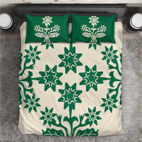 Cook Islands Green Tivaevae Bedding Set - Polynesian Pride