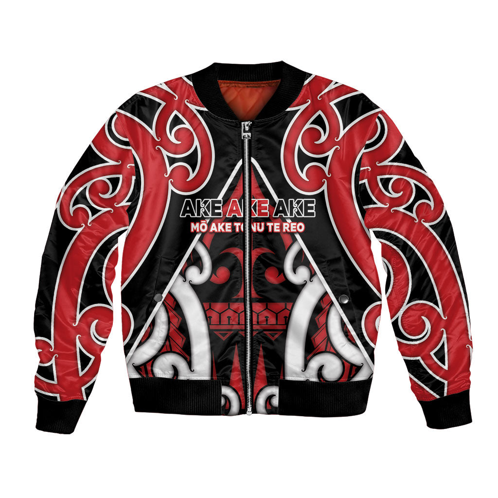 New Zealand Maori Language Week Bomber Jacket Mo Ake Tonu Te Reo LT05 Unisex Black - Polynesian Pride