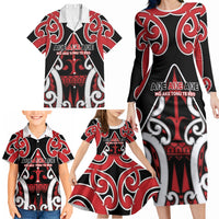 New Zealand Maori Language Week Family Matching Long Sleeve Bodycon Dress and Hawaiian Shirt Mo Ake Tonu Te Reo