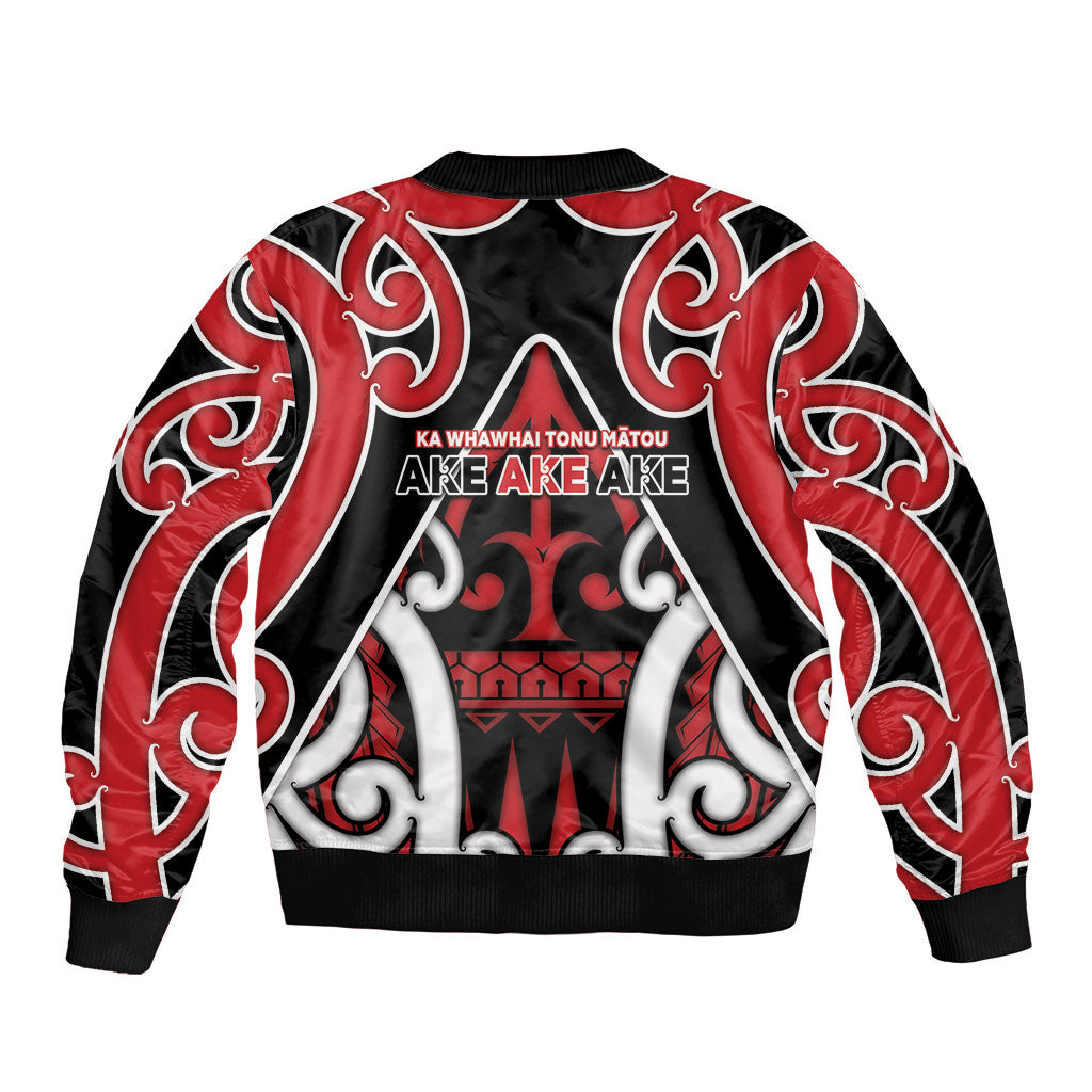 New Zealand Maori Language Week Sleeve Zip Bomber Jacket Mo Ake Tonu Te Reo