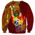 Personalized Tonga Eua Sweatshirt Maroon Shining Parrot Coat Of Arms With Ngatu Pattern LT05 - Polynesian Pride