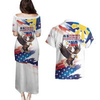 Filipino American History Month Couples Matching Puletasi and Hawaiian Shirt Bald Eagle Tarsier Together
