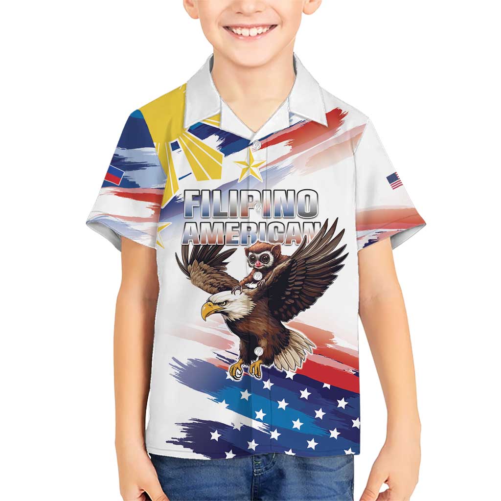 Filipino American History Month Kid Hawaiian Shirt Bald Eagle Tarsier Together LT05 Kid White - Polynesian Pride