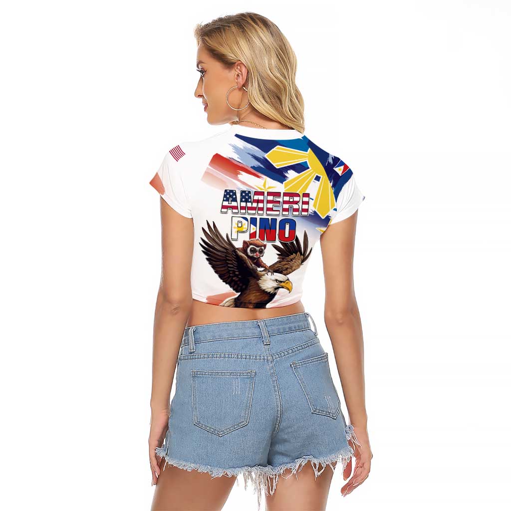 Filipino American History Month Raglan Cropped T Shirt Bald Eagle Tarsier Together