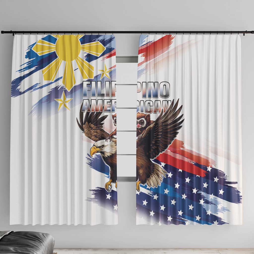Filipino American History Month Window Curtain Bald Eagle Tarsier Together LT05 With Hooks White - Polynesian Pride