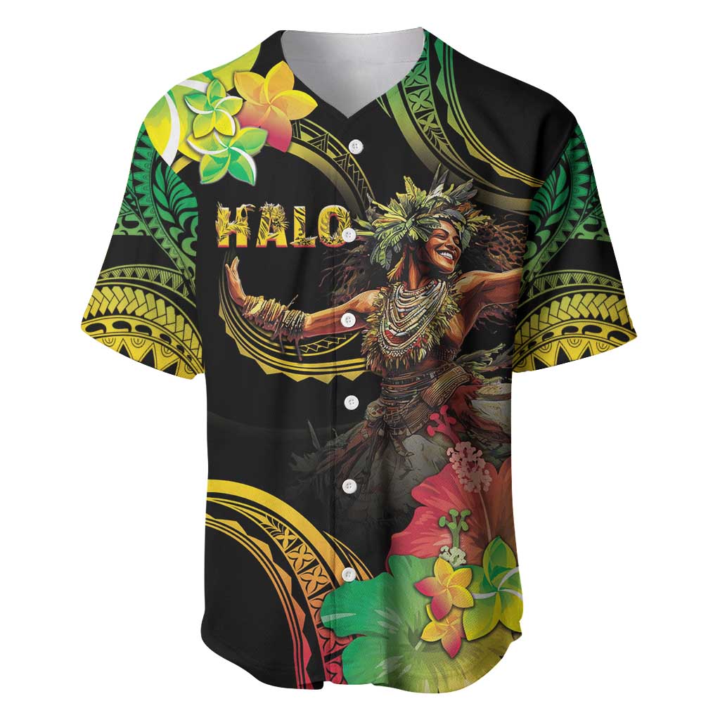 Halo Vanuatu Baseball Jersey Beautiful Woman Dancing LT05 Black - Polynesian Pride