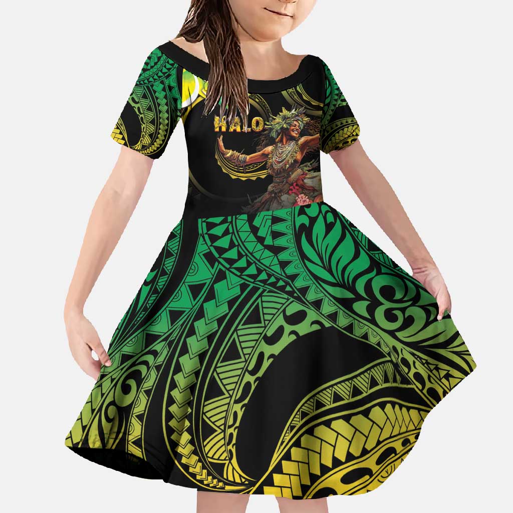 Halo Vanuatu Family Matching Off Shoulder Maxi Dress and Hawaiian Shirt Beautiful Woman Dancing