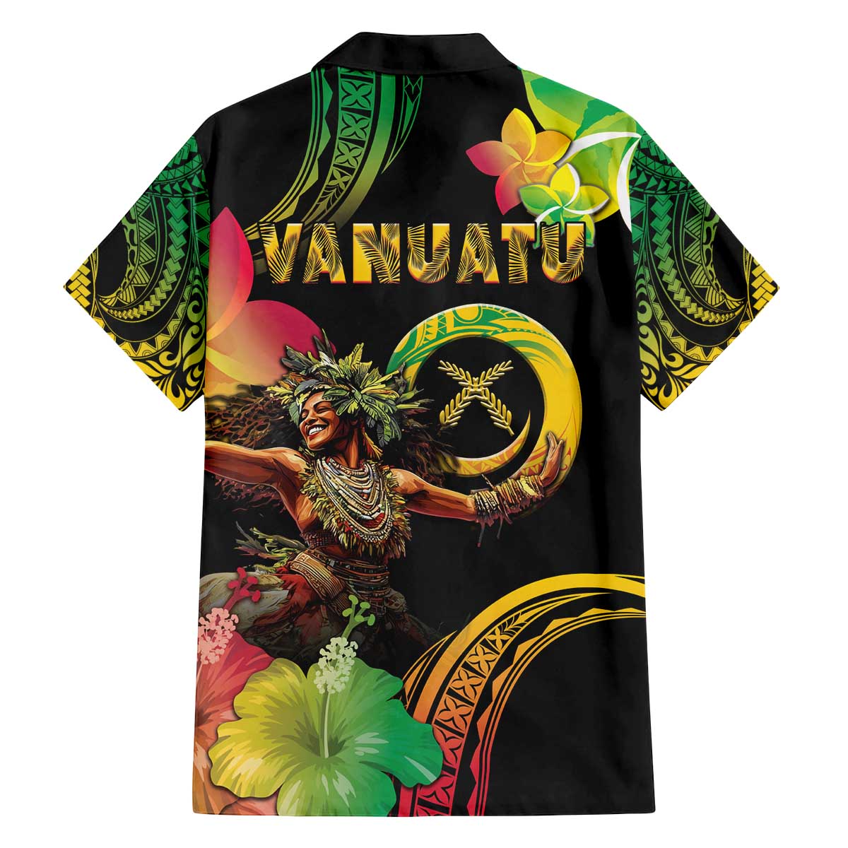 Halo Vanuatu Family Matching Off Shoulder Short Dress and Hawaiian Shirt Beautiful Woman Dancing